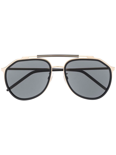 Shop Dolce & Gabbana Aviator Frame Sunglasses In Black