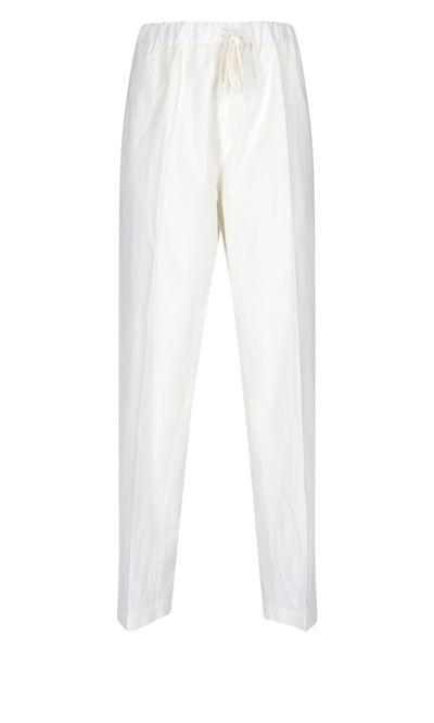 Shop Mm6 Maison Margiela Drawstring Trousers In White