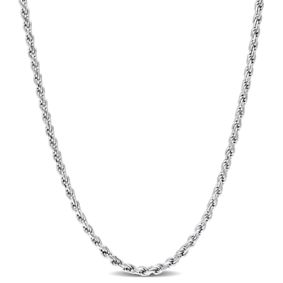 Shop Amour 2.2mm Rope Chain Necklace In Sterling Silver In White