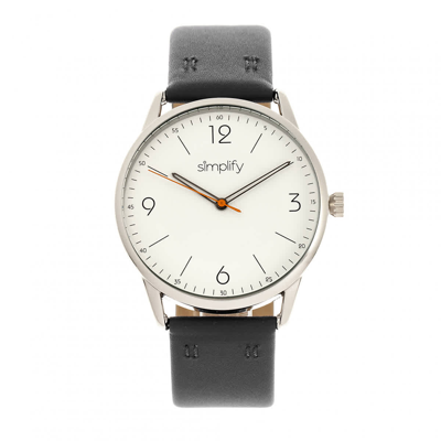Shop Simplify The 6300 White Dial Black Leather Watch Sim6301 In Black / White