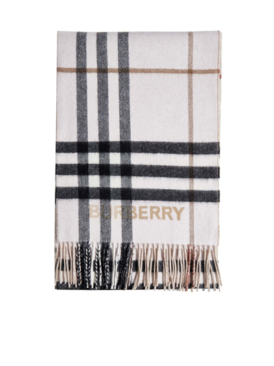 Shop Burberry Scarf In Arch Beige Candy Pink