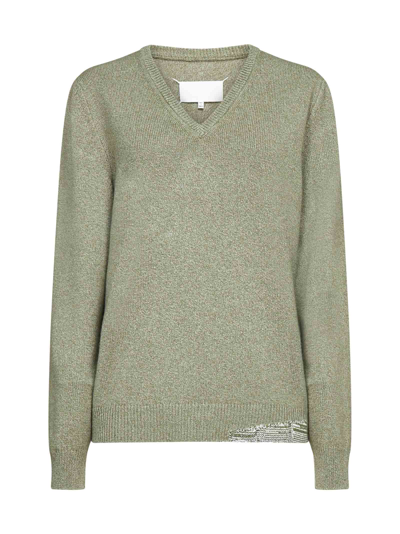 Shop Maison Margiela Sweater In Light Green