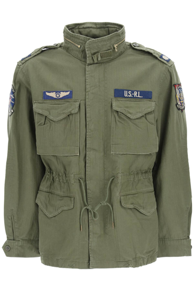 Shop Polo Ralph Lauren Combat Field Jacket In Soldier Olive W Patches (khaki)