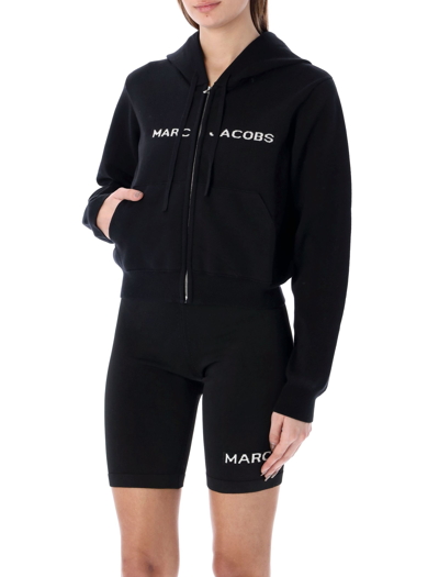 Shop Marc Jacobs The Cropped Zip Hoodie In Black