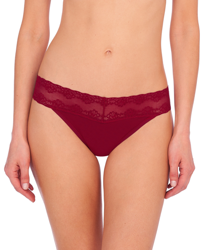 Shop Natori Bliss Perfection Lace-waist Thong Underwear 750092 In Currant