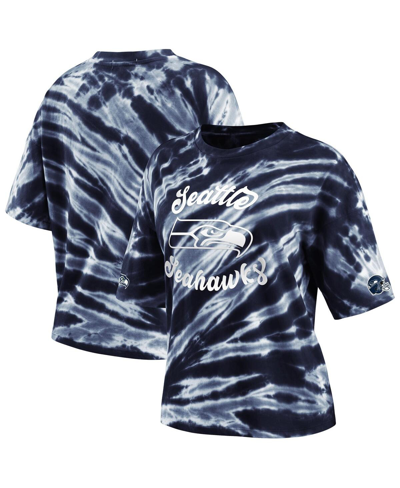 Shop Wear By Erin Andrews Women's College Navy Seattle Seahawks Tie-dye T-shirt