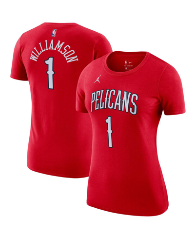 Shop Jordan Women's Zion Williamson Red New Orleans Pelicans Statement Edition Name Number T-shirt