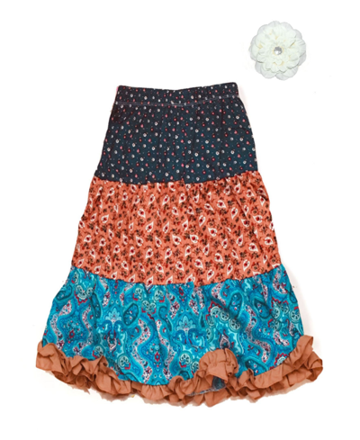 Shop Mi Amore Gigi Big Girls Longer Length Peasant Skirt With Hair Accessory In Multi