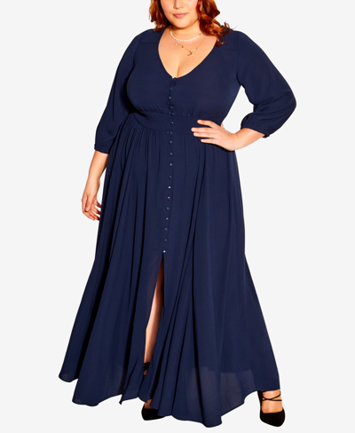 Shop City Chic Trendy Plus Size Desire Maxi Dress In Navy