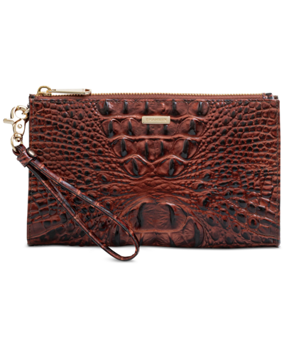 Shop Brahmin Daisy Leather Melbourne Wristlet In Pecan