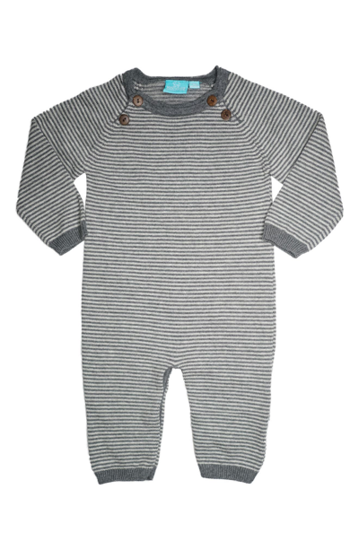 Shop Bear Camp Stripe Print Sweater Knit Romper In Charcoal Heather
