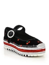 MARC BY MARC JACOBS Suzi Cherry-Embroidered Velvet Espadrille Mary Janes