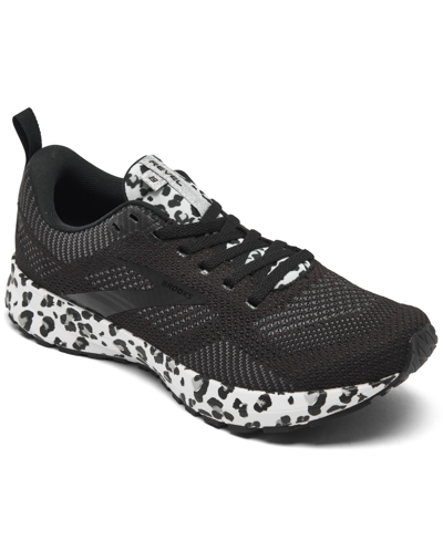 Shop Brooks Women's Revel 5 Running Sneakers From Finish Line In Black/white/silver Tone