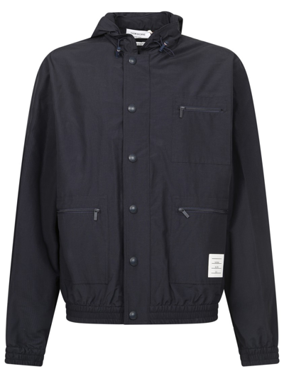 Shop Thom Browne Hooded Jacket In Black