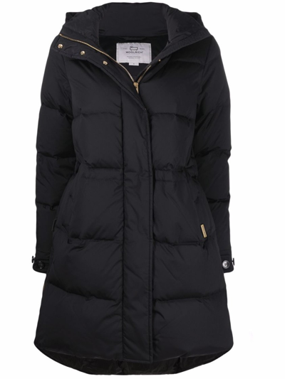 Shop Woolrich Black Hooded Padded Coat
