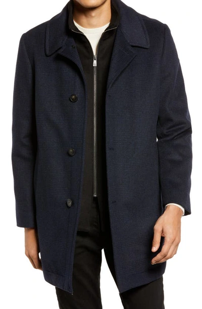 Shop Hart Schaffner Marx Macbeth Wool Blend Car Coat With Bib In Navy