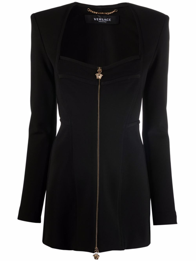 Shop Versace Sweetheart Neckline Blazer In Black