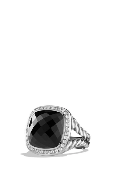 Shop David Yurman Albion Ring With Semiprecious Stone And Diamonds In Black Onyx