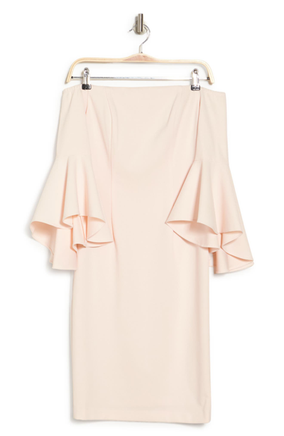 Shop Calvin Klein Off The Shoulder Bell Sleeve Dress In Blossom