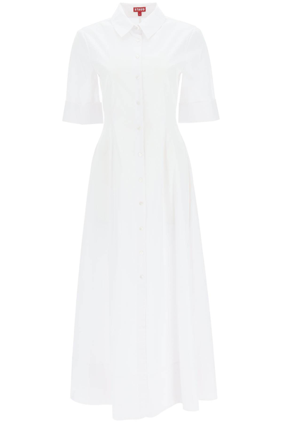 Shop Staud Joan Maxi Poplin Dress In White (white)