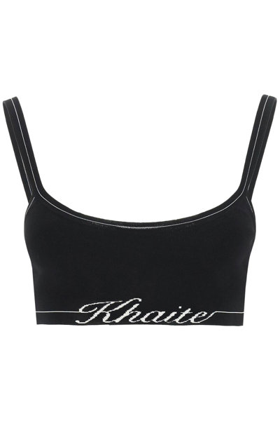 Shop Khaite Carmelo Bralette Top With Logo In Black (black)