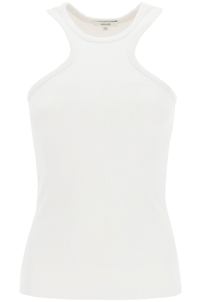 Shop Agolde Bea Ribbed Tank Top In Light Grey (white)