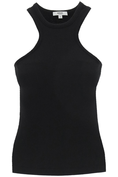 Shop Agolde Bea Ribbed Tank Top In Black (black)