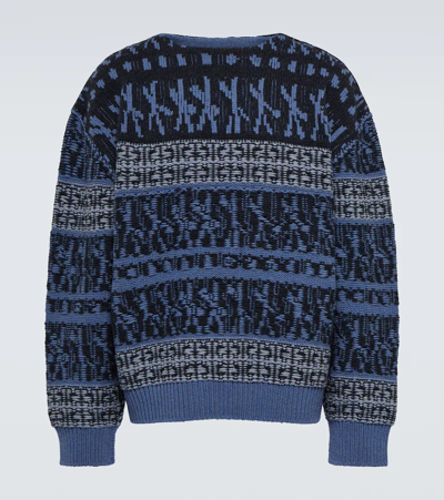 Shop Givenchy Patterned Crewneck Sweater In Blue