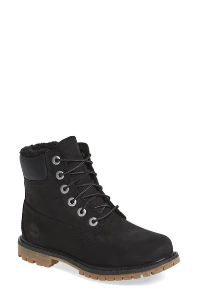 Shop Timberland 6 Inch Waterproof Boot In Black Leather