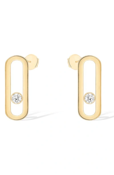 Shop Messika Move Uno Floating Diamond Stud Earrings In Yellow Gold
