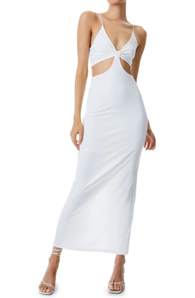 Shop Alice And Olivia Havana Cutout Midi Dress In Off White