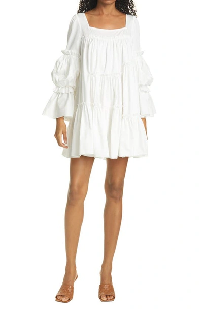 Shop Aje Lespirit Long Sleeve Minidress In White