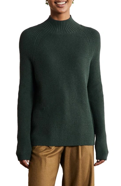 Shop Boden Mia Rib Mock Neck Wool & Cashmere Blend Sweater In Midnight Garden