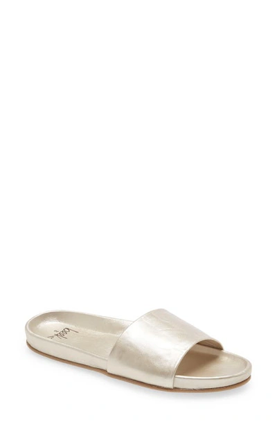 Shop Beek Gallito Leather Slide Sandal In Platinum
