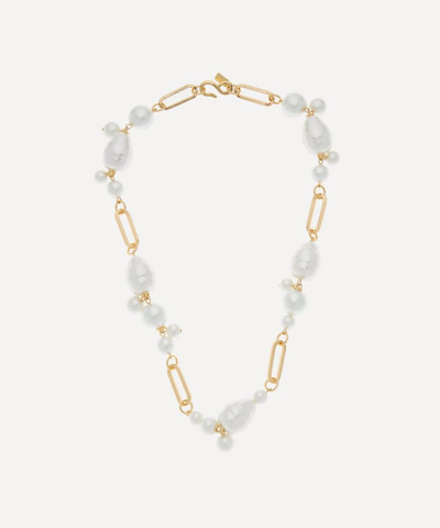 Shop Kenneth Jay Lane Gold-plated Faux Pearl Cluster Necklace