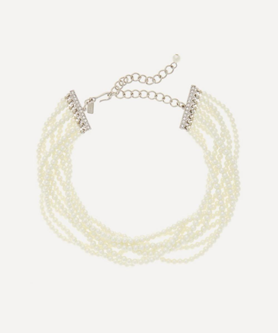 Shop Kenneth Jay Lane Rhodium-plated Multi-strand Faux Pearl Choker Necklace