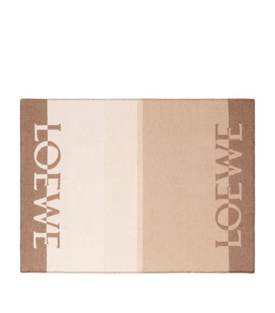 Shop Loewe Wool-cashmere Blanket In Brown