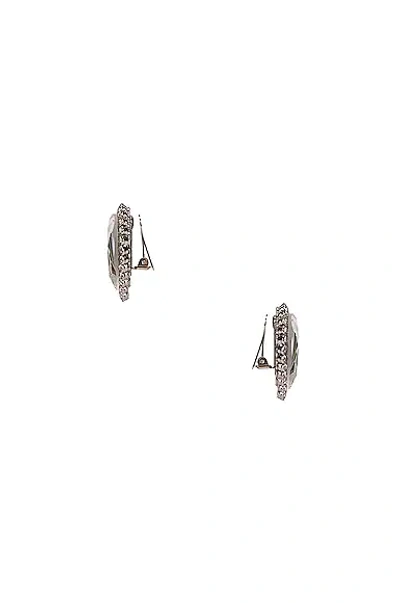 Shop Alessandra Rich Crystal Heart Earrings In Crystal & Silver