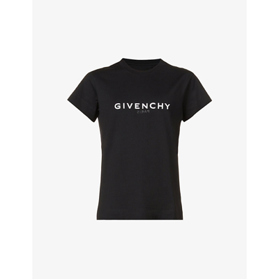 Shop Givenchy Branded Scoop-neck Cotton-jersey T-shirt In Black