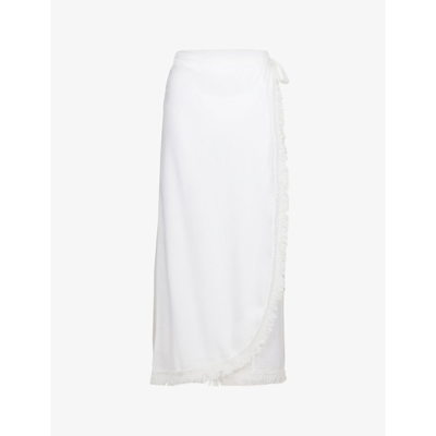 Shop Melissa Odabash Womens White Lily High-rise Woven Maxi Skirt S