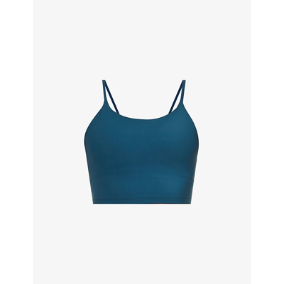 Shop Adanola Women's Deep Teal Tank Scoop-neckline Stretch-jersey Sports Bra