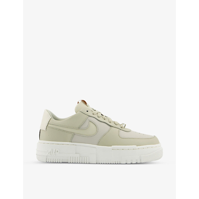Shop Nike Womens Bone White Coral Air Force 1 Pixel Leather Low-top Trainers