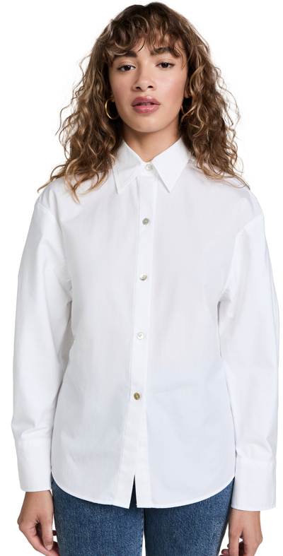 Shop Vince Sculpted Long Sleeve Shirt In Optic White