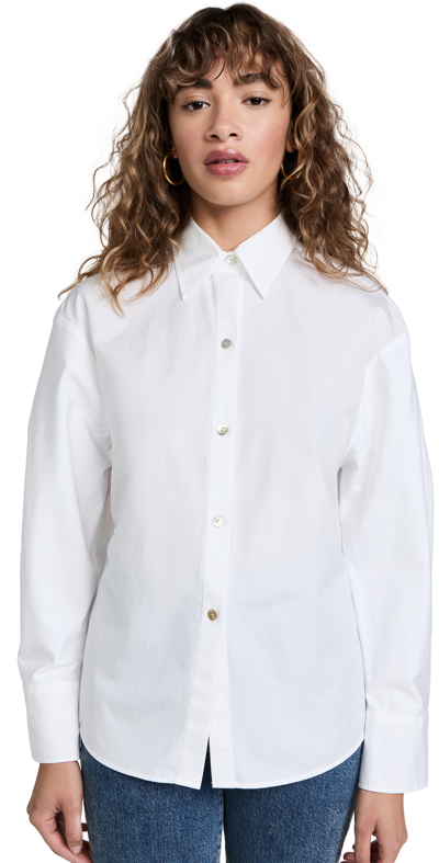 Vince Convertible Cotton Poplin Shirt In Optic White