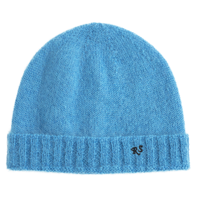 Shop Raf Simons Rs Knitted Beanie In Blue