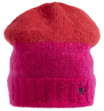 Shop Raf Simons Two-tone Rs Knit Beanie In Pink