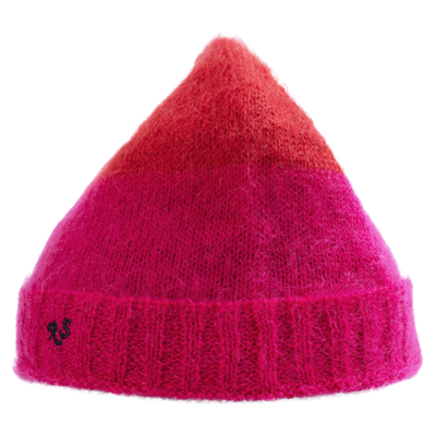 Raf Simons Two-tone Rs Knit Beanie In Pink