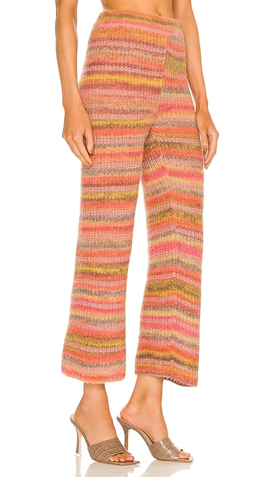 Shop Something Navy Wide Leg Striped Knitted Pants In Pink