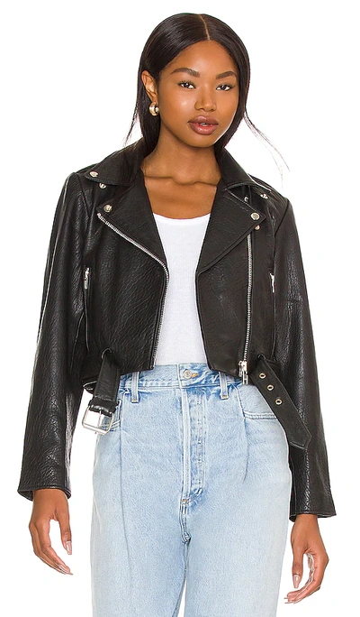 Shop Understated Leather Oversized Scrunch Jacket In 黑色