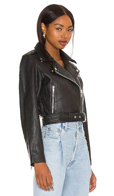 Shop Understated Leather Oversized Scrunch Jacket In 黑色